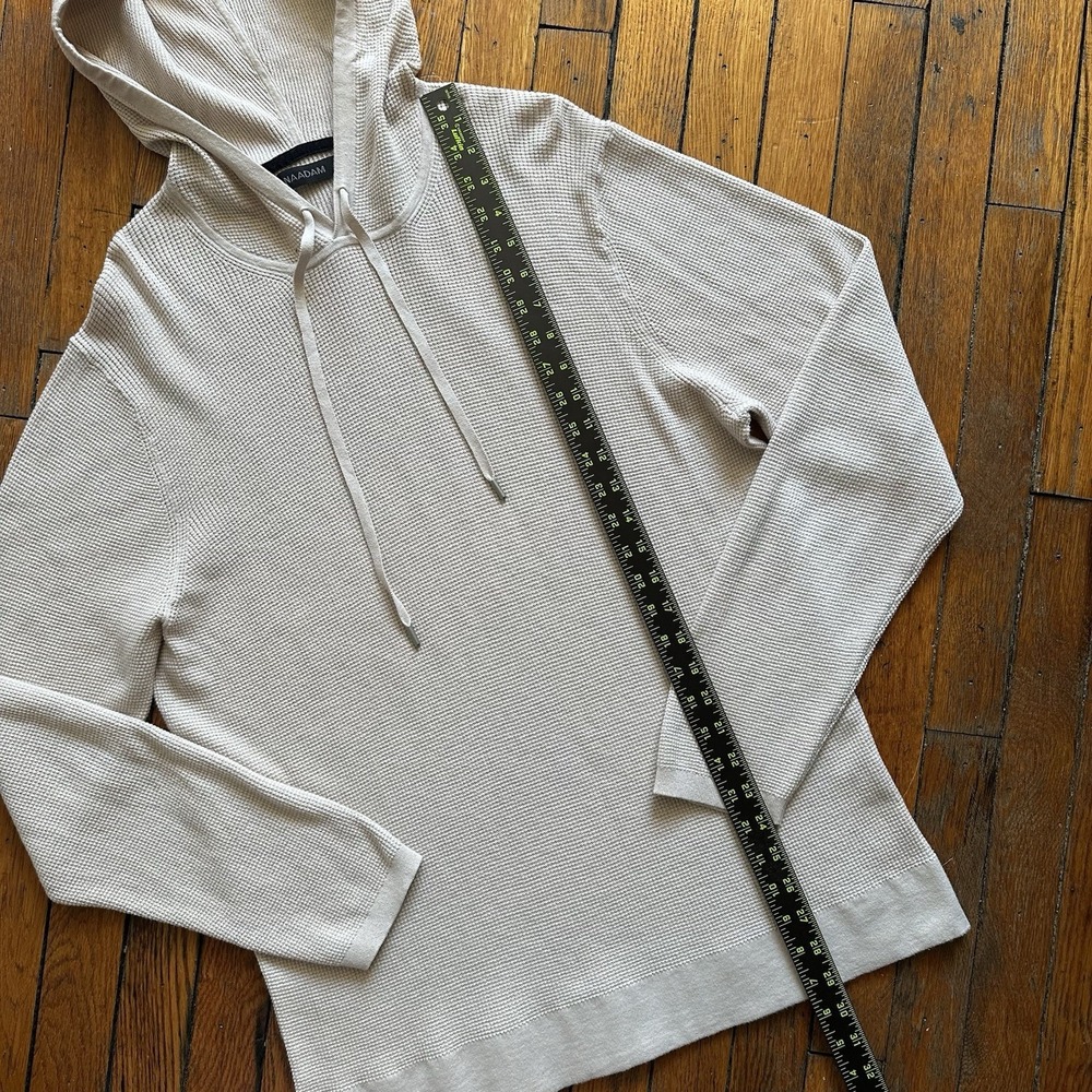 NAADAM Cotton Cashmere Thermal Knit Hoodie Sweatshirt Cream Women XL Waffle - Picture 5 of 8
